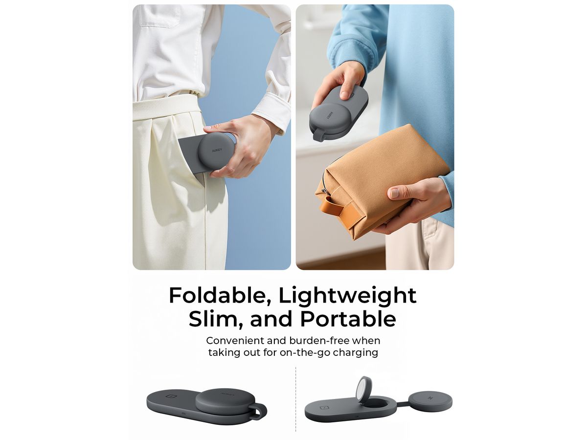 AUKEY MagFusionC 3-IN-1 foldable LC-MC313 Wirel.Charger Qi2 15W+5W+5W (0689323790555)