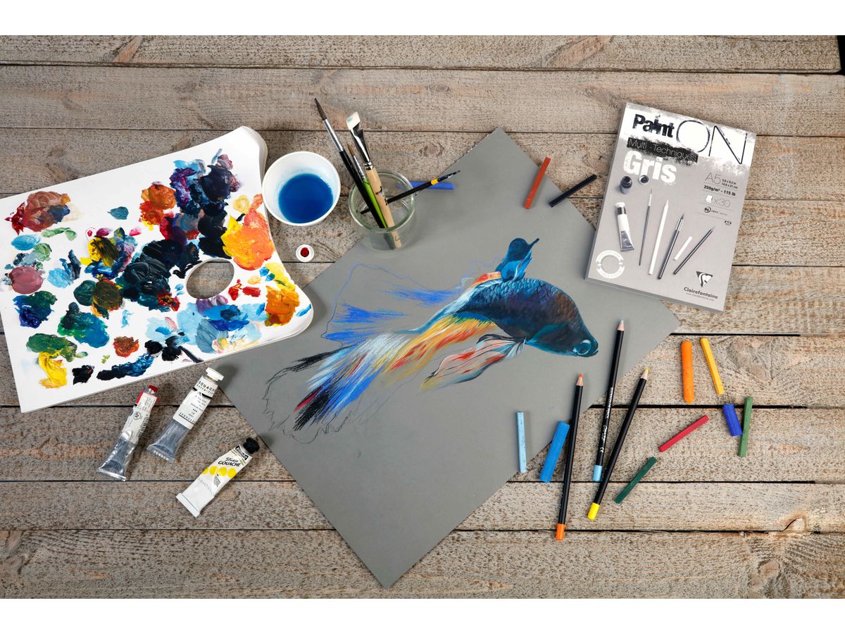 CLAIREFONTAINE Paint'On Fge granulé A5 975808C Gris 30 feuilles (3329689758086)
