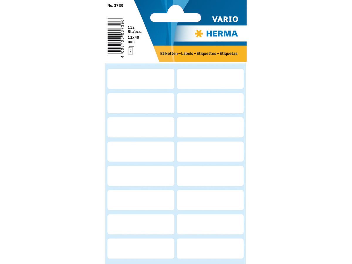 HERMA Etichette 13x40mm 3739 bianco 112 pezzi (4008705037396)