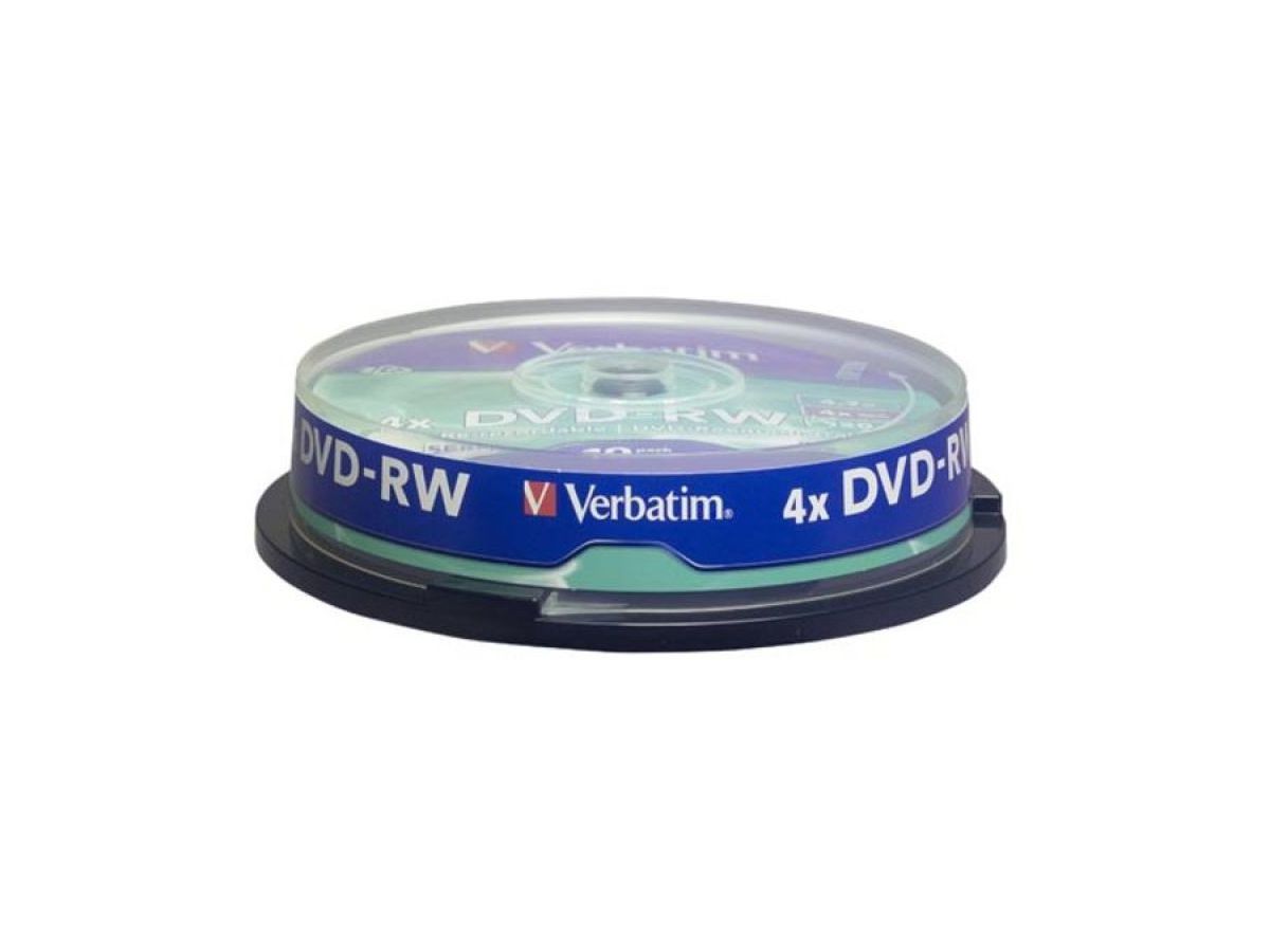 VERBATIM DVD-RW Spindle 4.7GB 43552 1-4x 10 Pcs (0023942435525)
