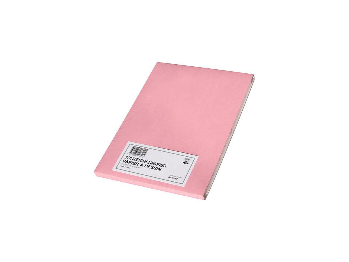 PAPYRUS Papier à dessin couleur A4 88020062 130g, rose 100 feuilles (7612285118115)