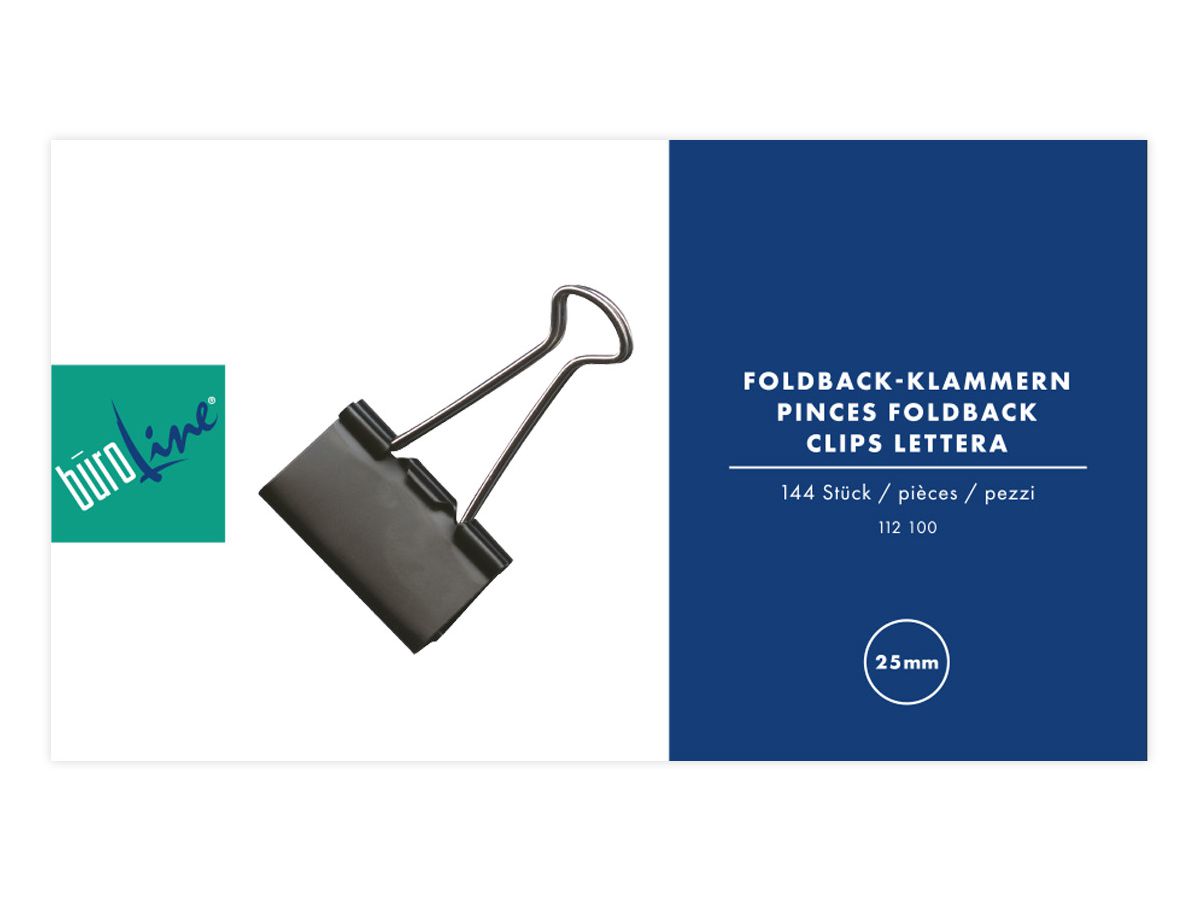 BÜROLINE Foldback-Klammer 25mm 112100 schwarz (7612532033215)