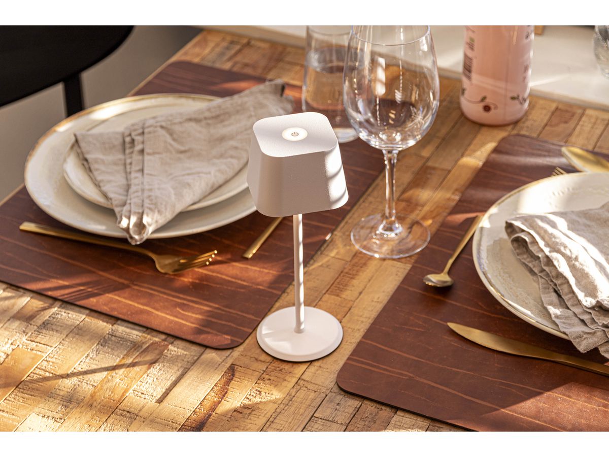 SECURIT Lampe de table MALTE LP-MT-WT blanc, batterie, dimmable (8720663161260)