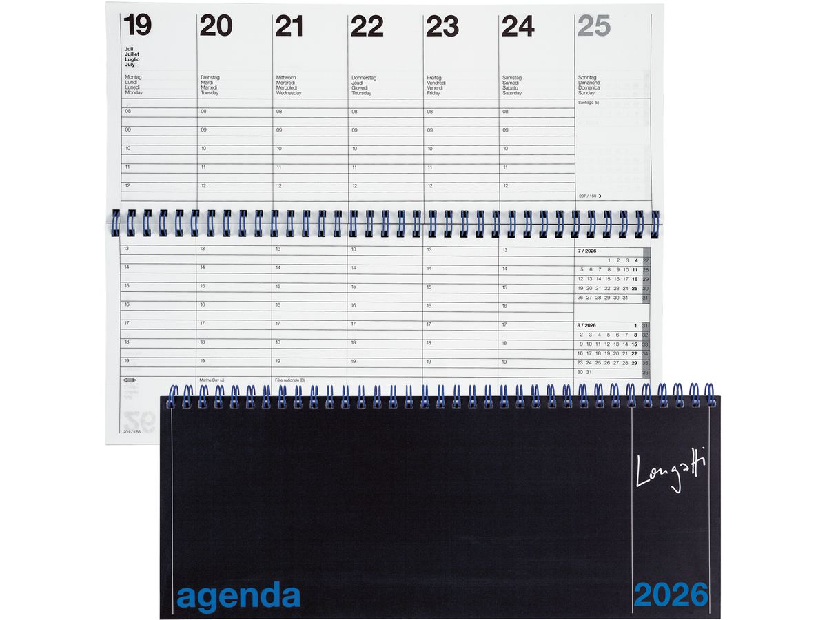 BIELLA Agenda Longatti 2026 886271020026U 1S/2P W-O noir ML 29.8x11.7cm (7611365527649)