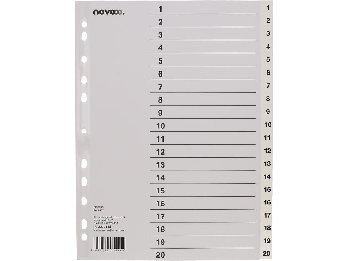 NOVOOO Register PP A4 40999 weiss 1-20 (9010729032559)