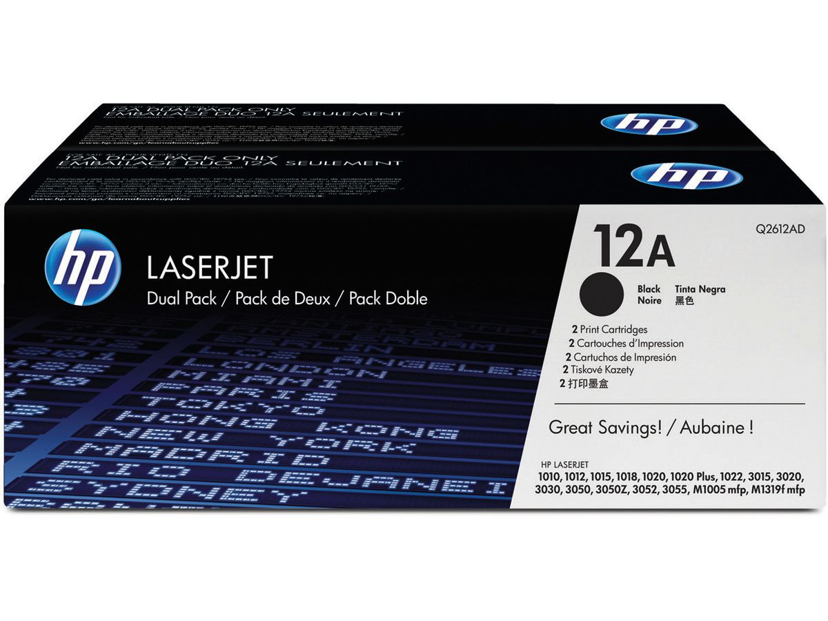 HP Toner-Modul 12A schwarz Q2612AD LaserJet 1010 2 Stück (0883585537525)