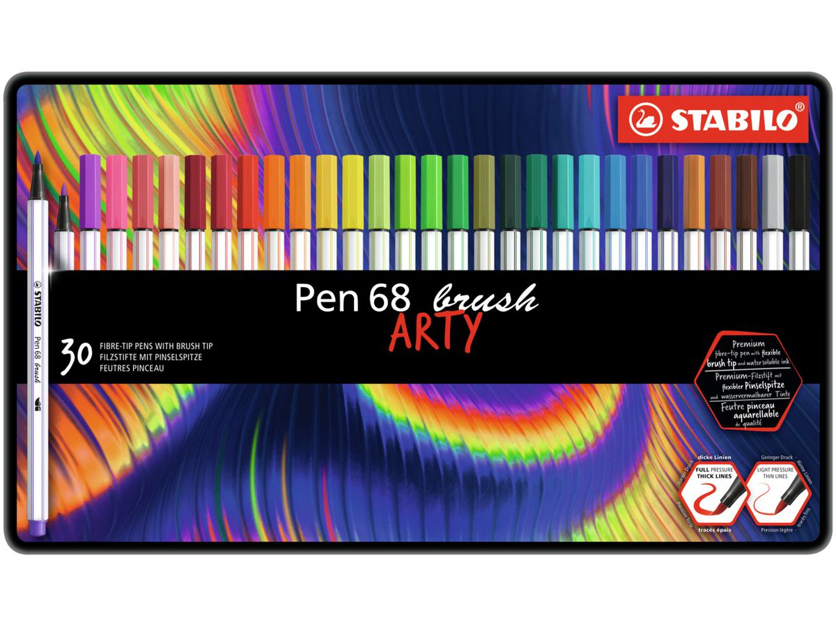STABILO Fasermaler Pen 68 Brush 568/30-31-20 30 Stück ass. (4006381578110)