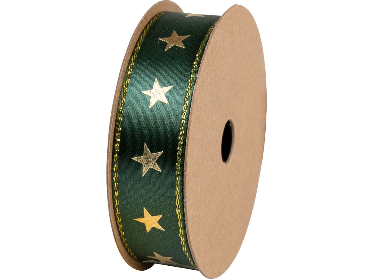 STEWO Ruban cadeau Satin Spule 2583410747 Stars vert foncé 15mm 15x3m (7630050892459)