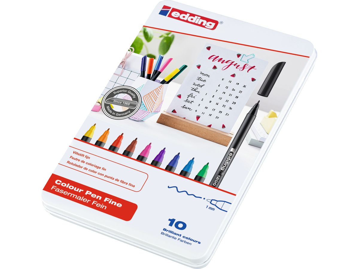 EDDING Faserschreiber 1200 Met. 1mm 1200-E10 10 Stück ass. Etui (4004764875160)