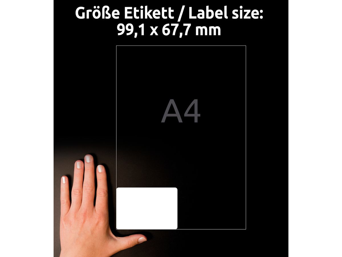 AVERY ZWECKFORM Folienetiketten 99,1x67,7mm L4715-20 weiss, perm. 160 St./20 Bl. (4004182048344)