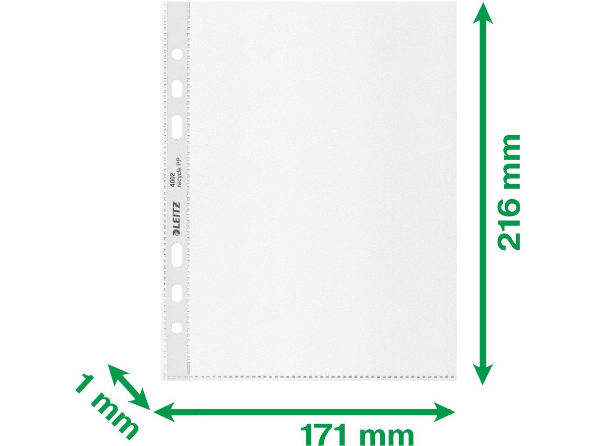 LEITZ Dossier PP Recycle A5 4002-00-03 trasparente, 100my 25 pezzi (4002432127979)