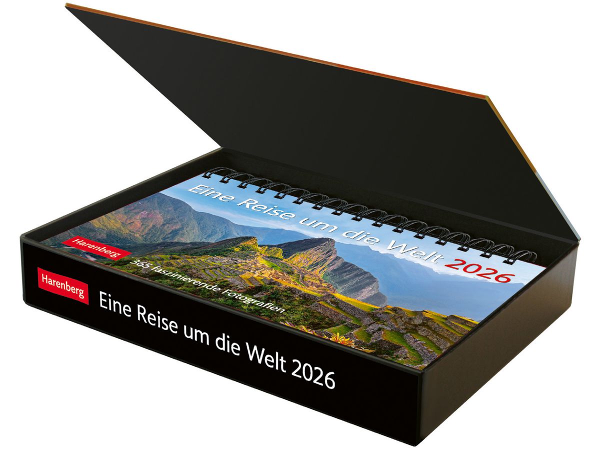 HARENBERG Calendrier de bureau 2026 2763900+26 Reise um die Welt DE 23x17cm (9783840036118)