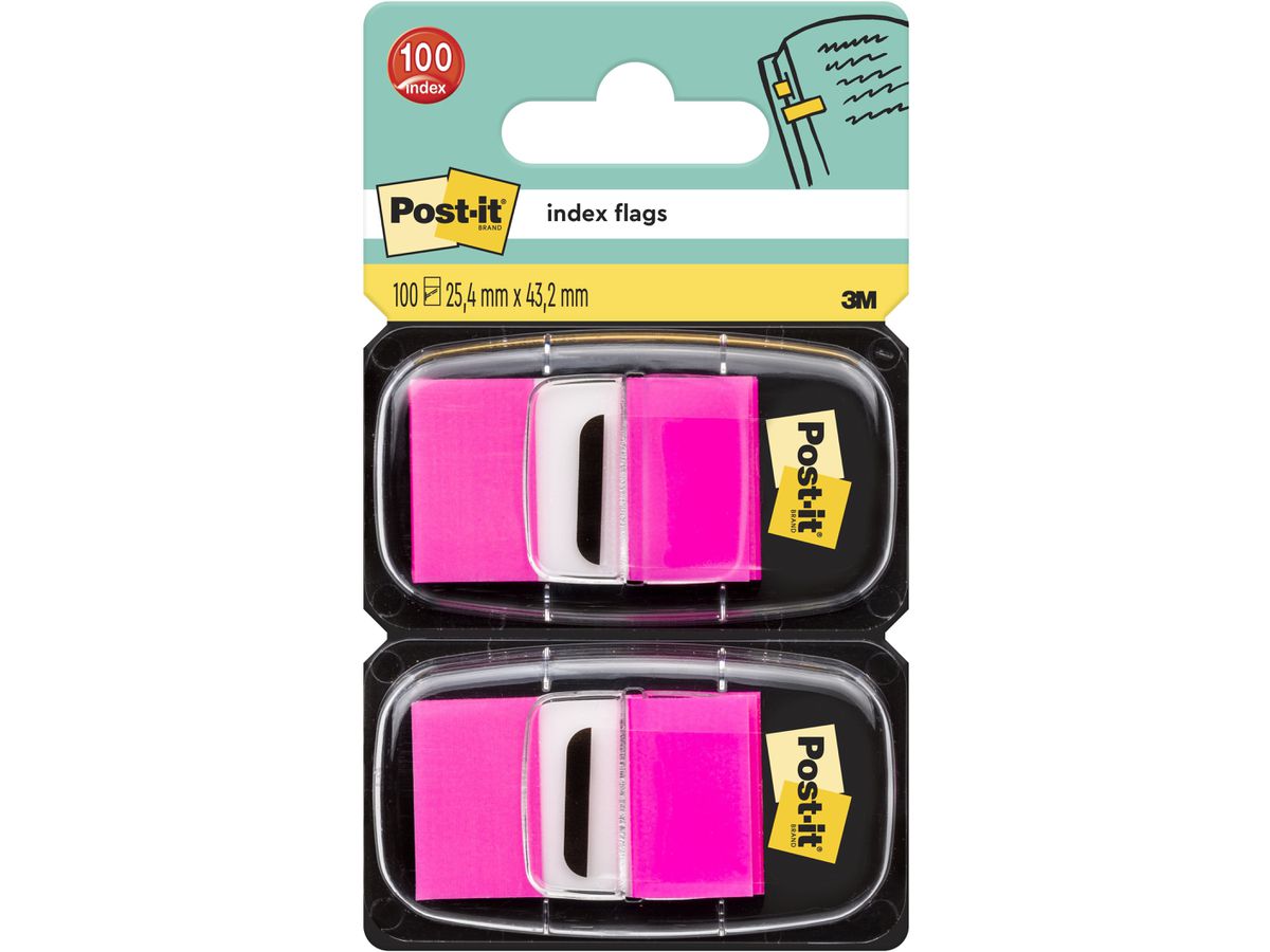 POST-IT Index 2er Set 25,4x43,2mm 680-BP2 neon pink 2x50 Stück (0051141920580)