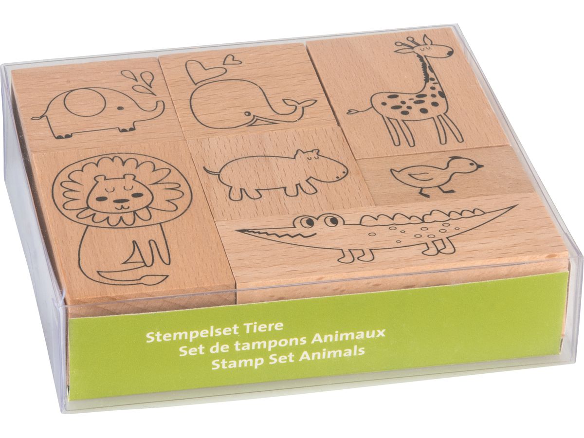 HEYDA Set timbro animale 12x10x3cm 204888688 di legno 7 pezzi (4005329125751)