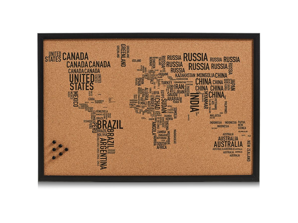 ZELLER Pinboard World lettres 59x40cm 11570 noir (4003368115702)