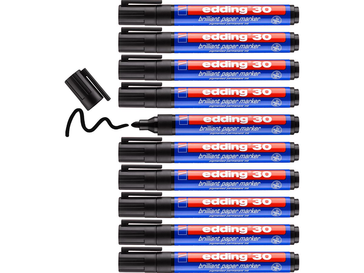 EDDING Marqueur permanent 30 30-1 noir (4004764305087)