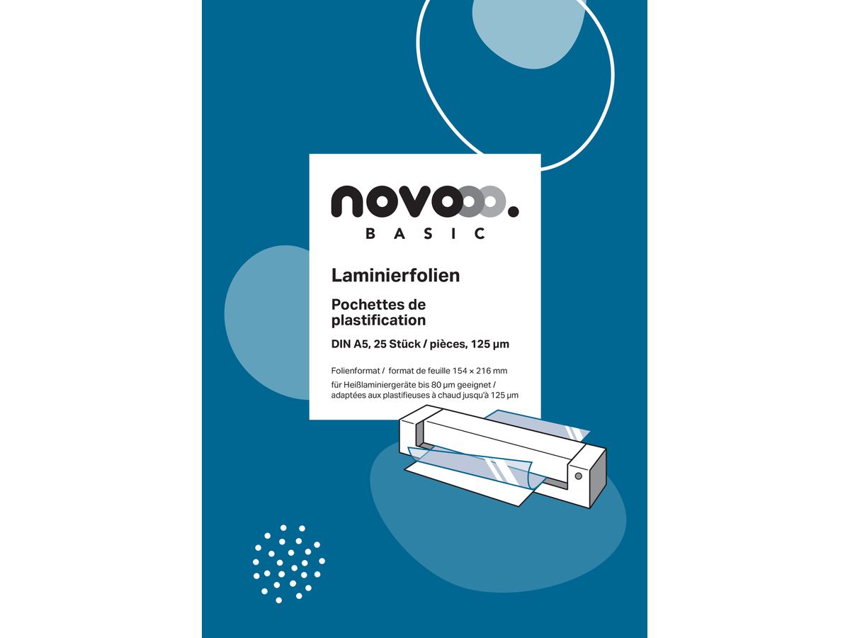 NOVOOO Laminierfolie A5 47030000 glanz, 125my 25 Stück (9010729047898)