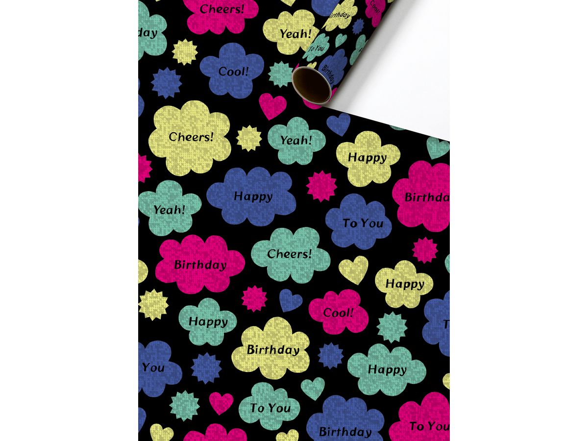 STEWO Papier cadeau Jorin 2528520270 noir 70x150cm (7630050884188)