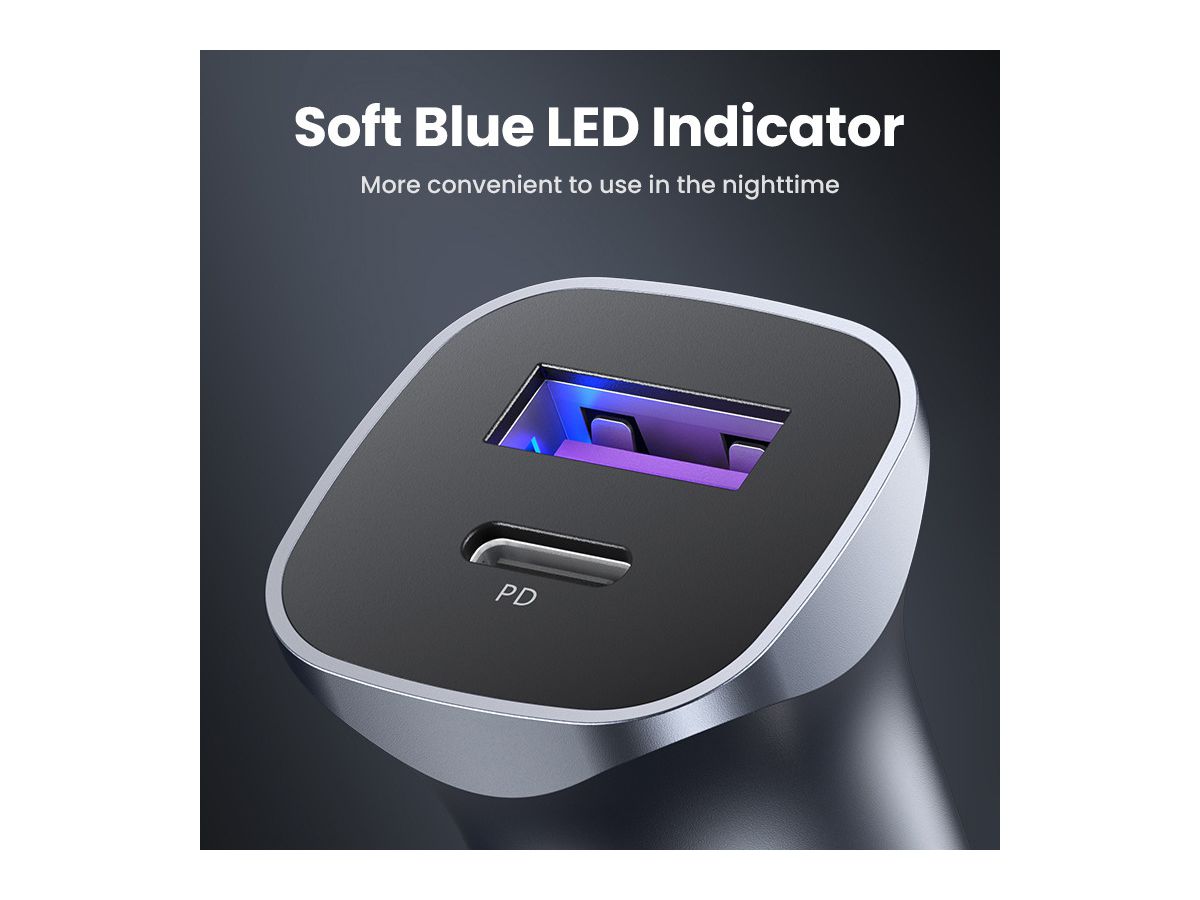 UGREEN Fast Car Charger 30W 40858 USB-C PD+USB-A QC (6957303848584)