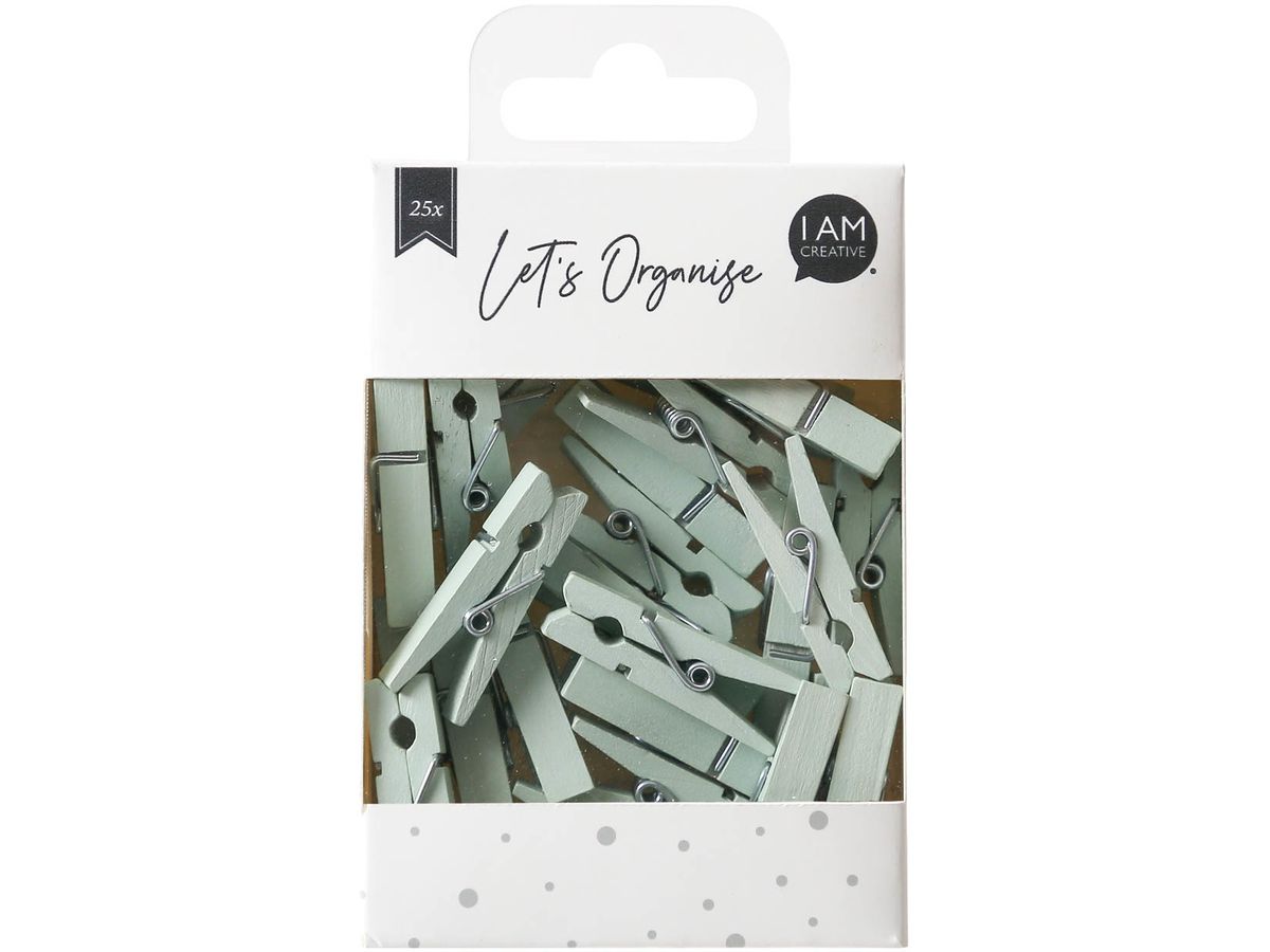 I AM CREATIVE Pince en bois Let`s Organize 4035.21 vert clair,35mm,FSC 25 pièces (7611983211807)