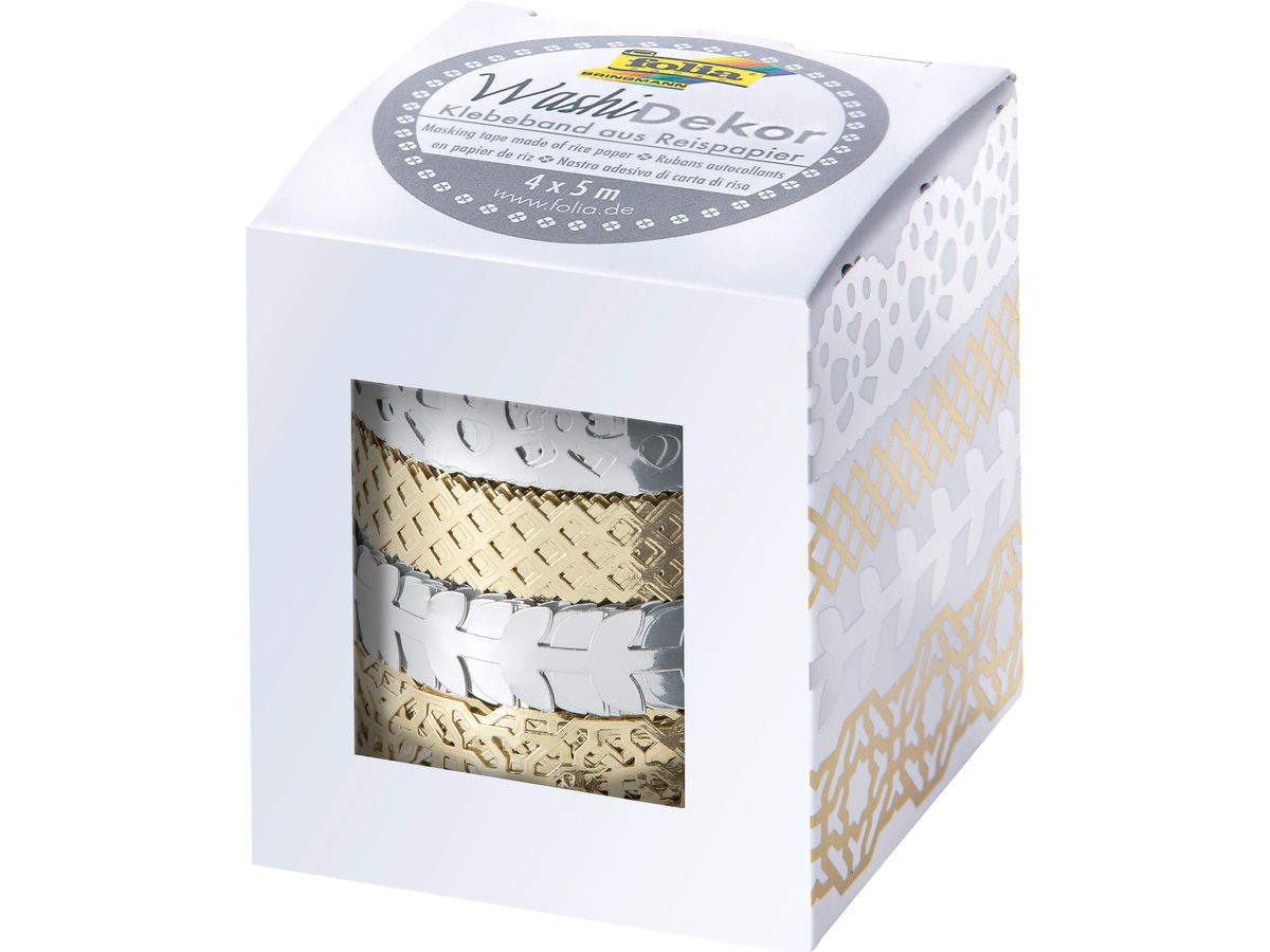 FOLIA Washi Tape Set 4 15mmx5m 29402 argent/or 4 pièces (4001868116960)