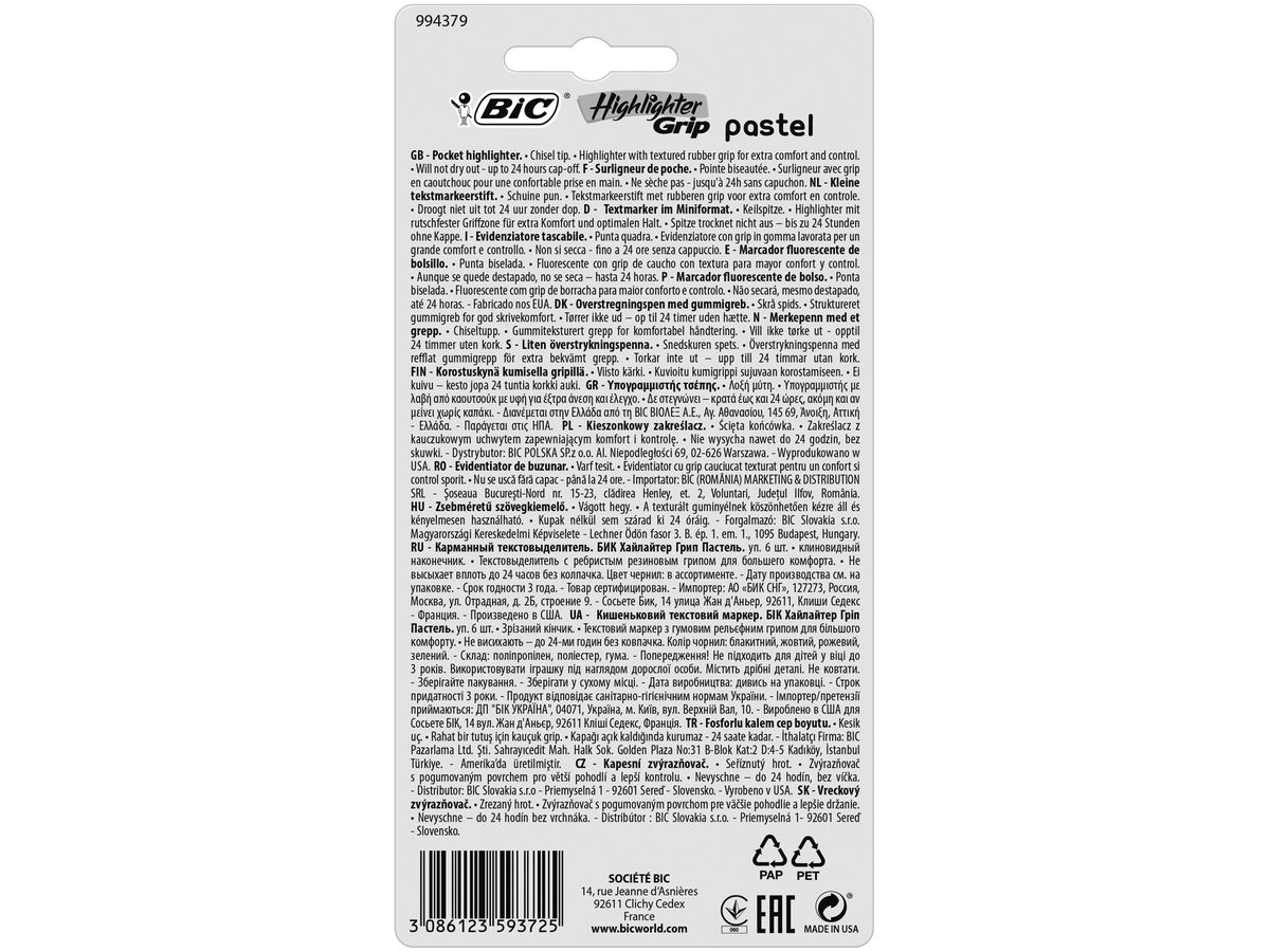 BIC Textmarker Pastel 992561 6 Farben ass. (3086123593725)