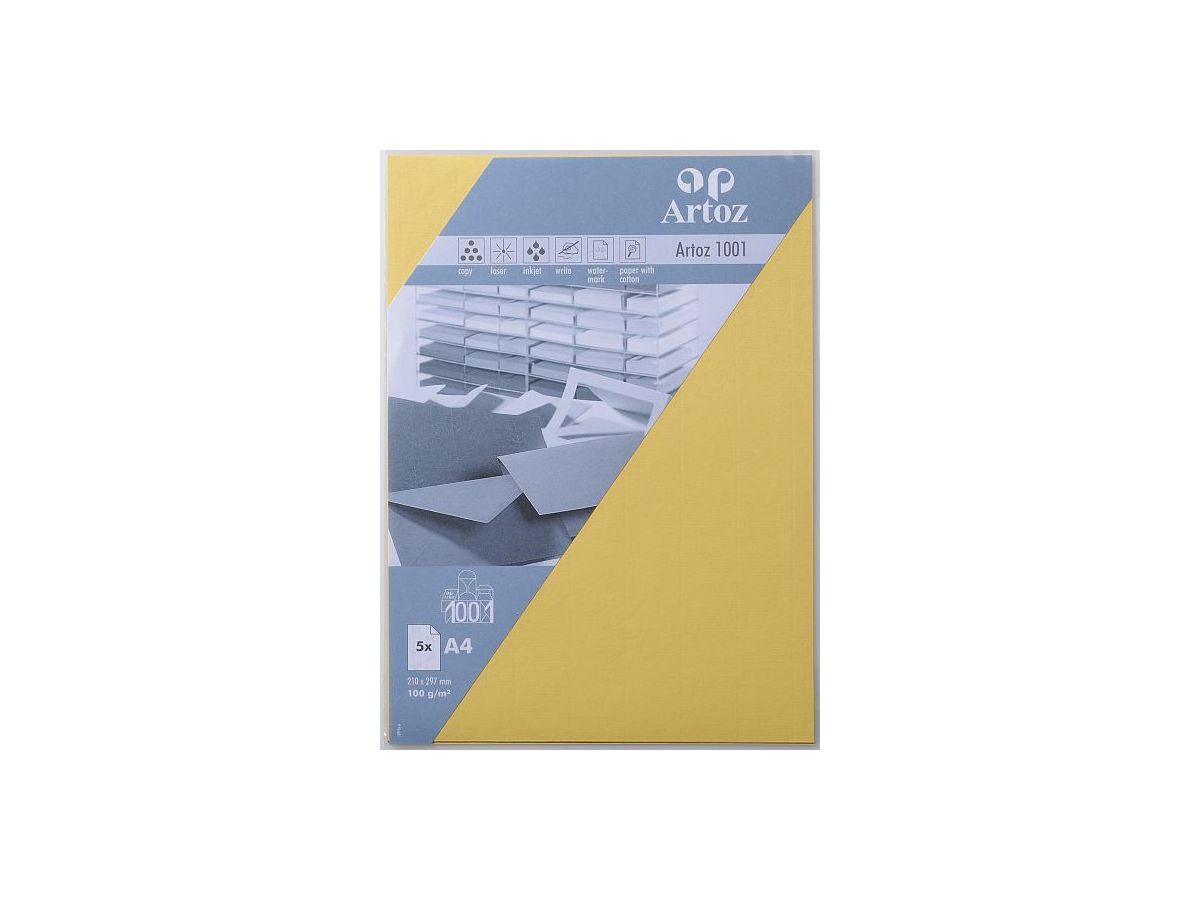 ARTOZ Papier 1001 A4 107796142 220g, jaune clair 5 feuilles (7612450296143)