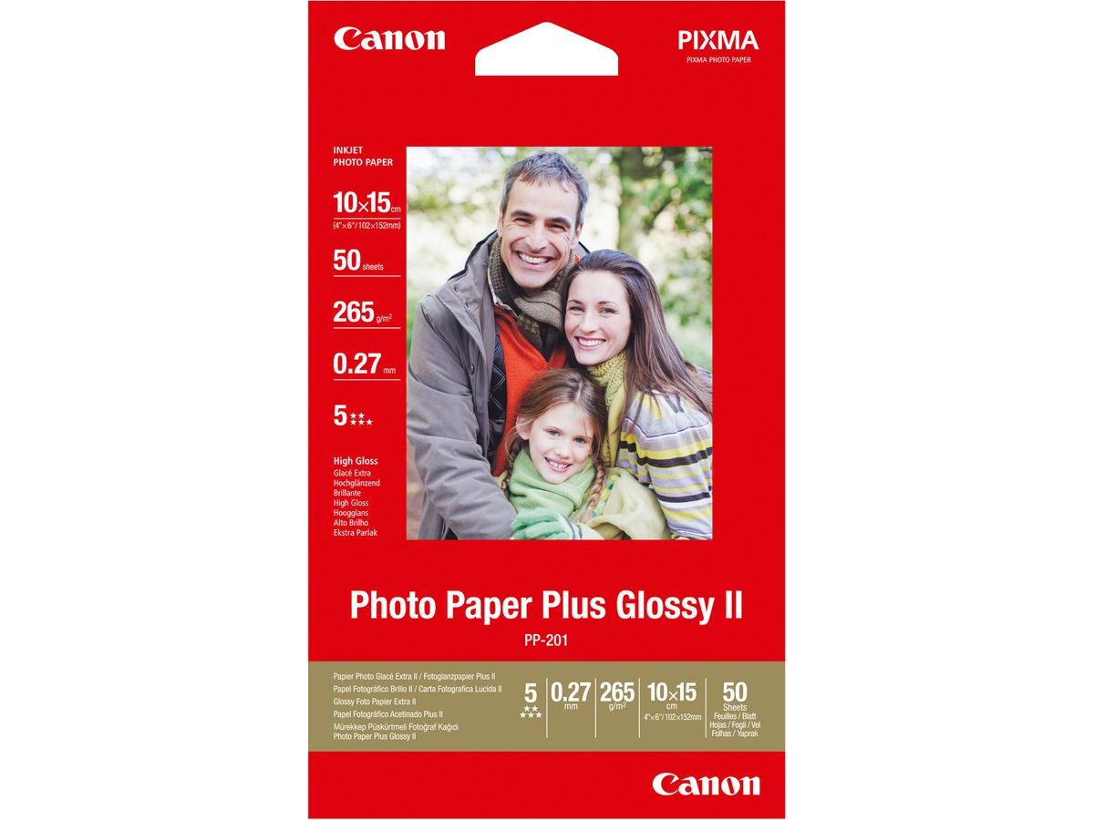 CANON Photo Paper Plus 265g 10x15cm PP2014x6 InkJet glossy II 50 fogli (4960999484198)