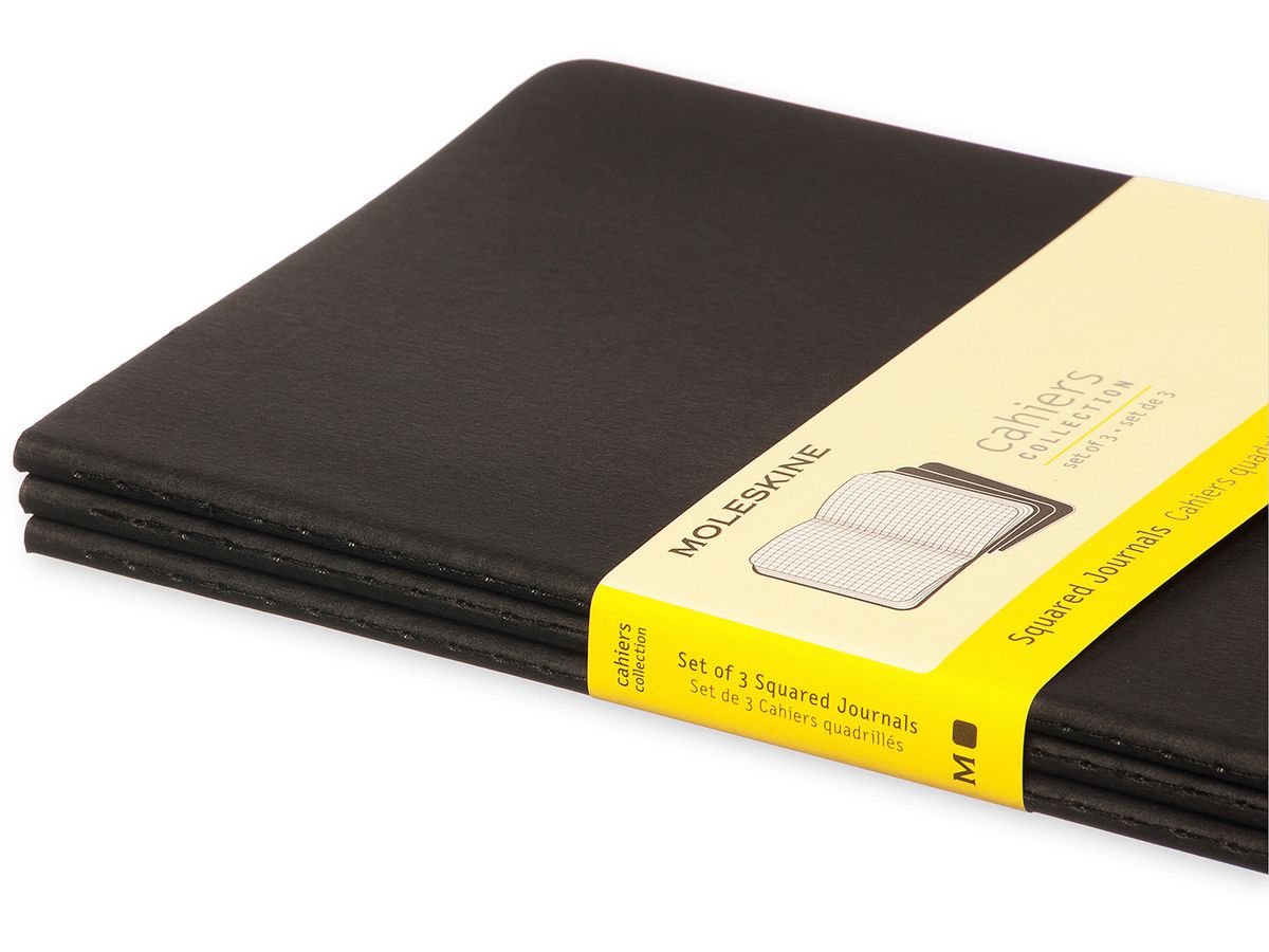 MOLESKINE Notizheft Cahier A5 496-3 kariert, schwarz 3 Stück (9788883704963)