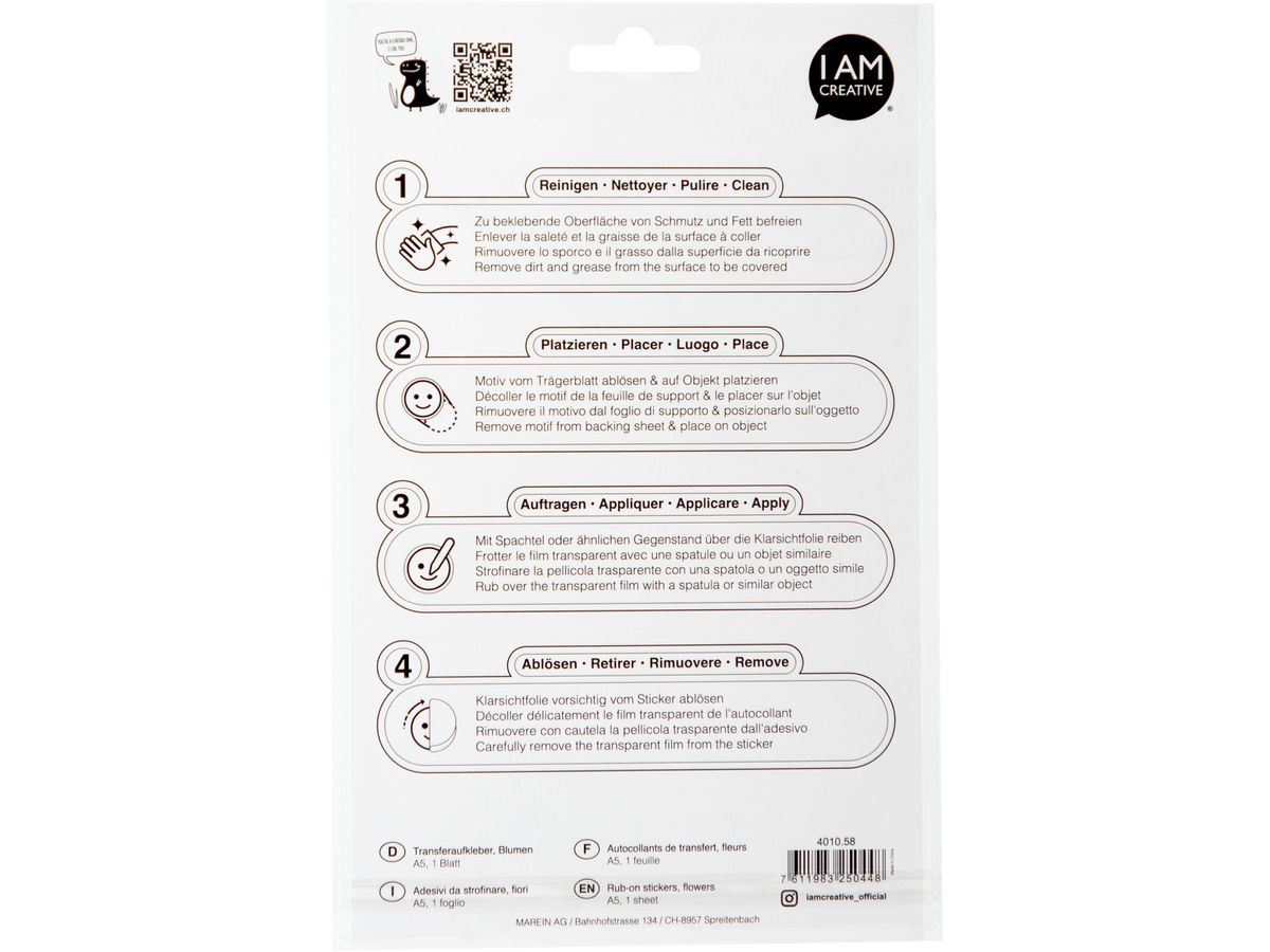I AM CREATIVE Rub on Sticker A5 4010.58 Blumen (7611983250448)
