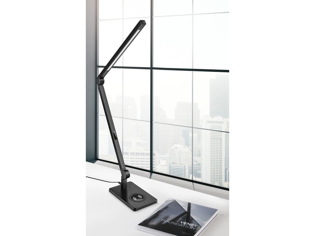 CEP Lampada d.tavolo AGILE CLED-0370sch nero, regolabile, Qi 7.2W (3462159014579)