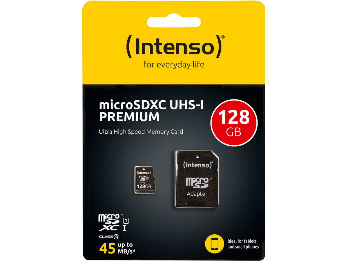 INTENSO Micro SDXC Card PREMIUM 128GB 3423491 with adapter, UHS-I (4034303019892)