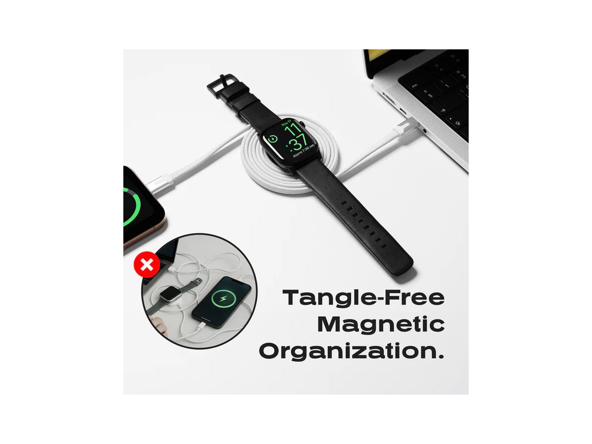 STATIK MagStack Duo Charger PUP-0497-3FT-CC-WHT Apple Watch+USB-C Cable (0810024057948)
