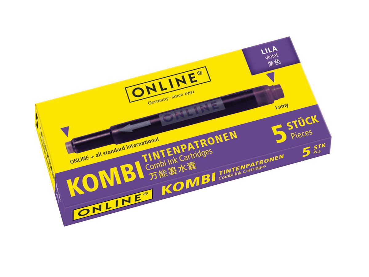 ONLINE Cart. encre combi 17143/12 Lila 5 pcs. (4014421171436)