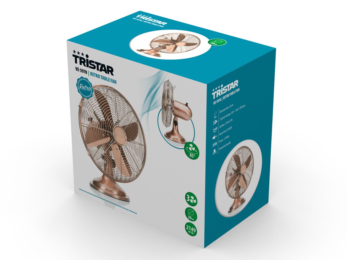 TRISTAR Ventilatore da tavolo 30cm VE-5970 Rame (8713016050922)