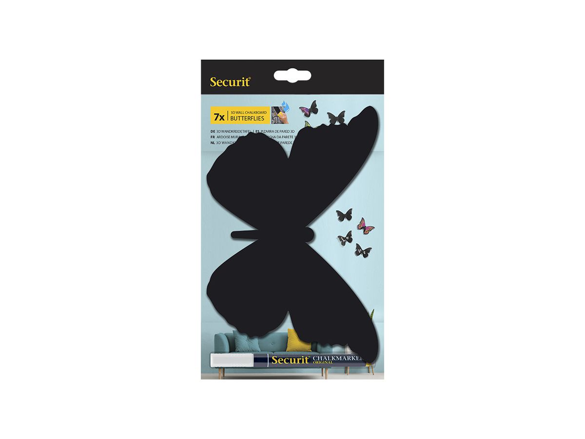 SECURIT Tableau Craie 3-D Butterfly W3D-BUTTERFLY noire, 7 pcs. 28x16.3x1cm (8719075287576)