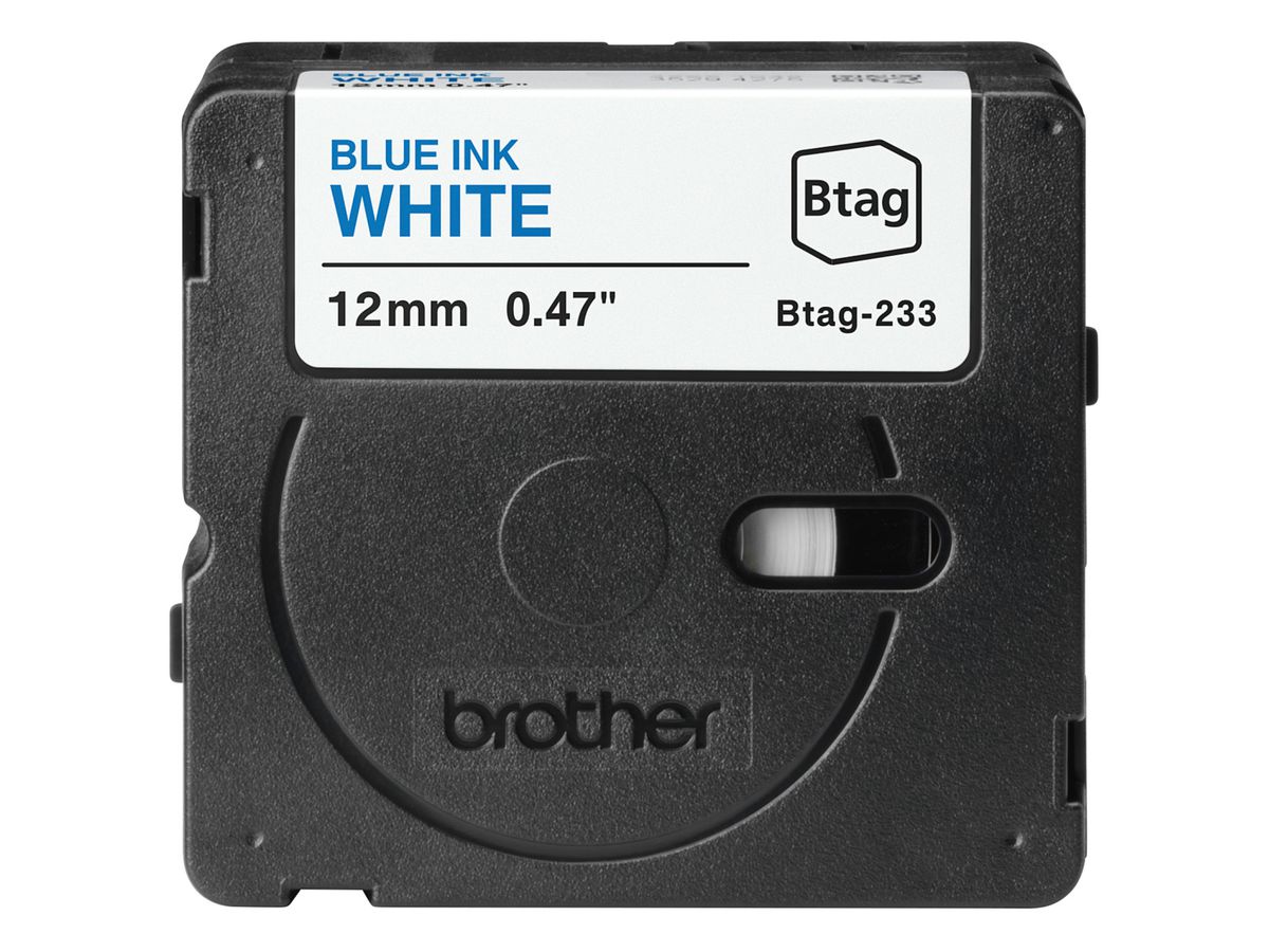 PTOUCH Ruban bleu/blanc non laminé BTAG-233 PT-N10/N20/N25BT 12 mm (4977766835855)