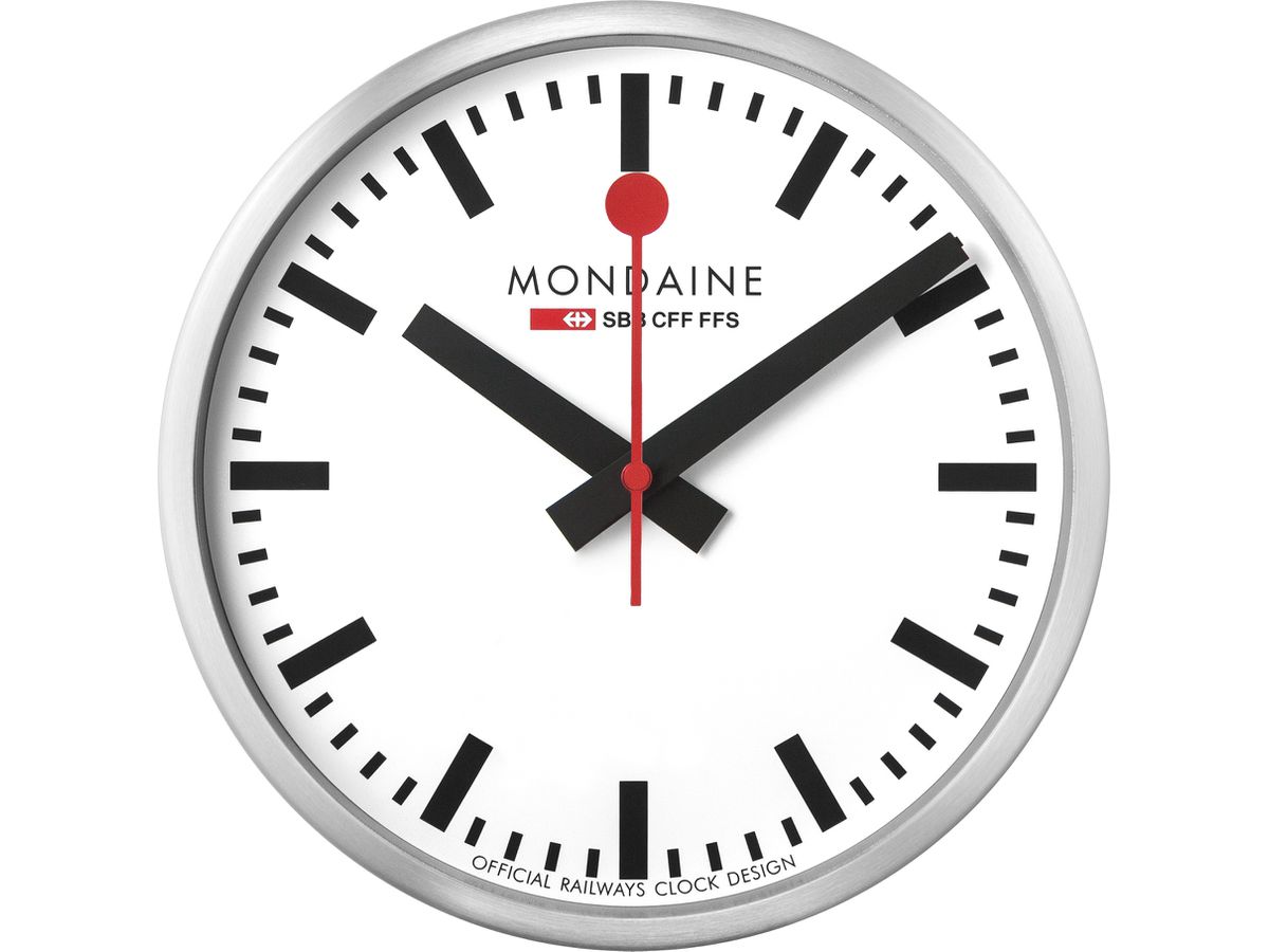MONDAINE Wanduhr stop2go 250mm MSM.25S11 weiss, WiFi (7611382631398)