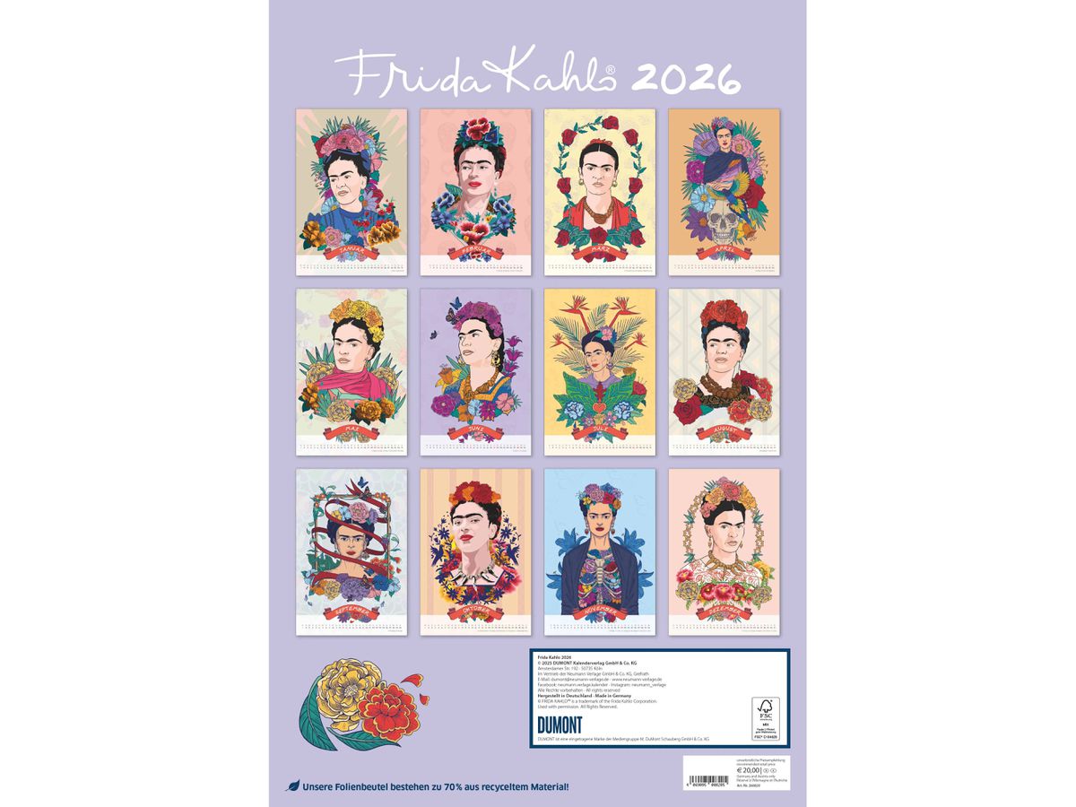 DUMONT Bildkalender 2026 260820 Frida Kahlo 33x49.5cm (4069095008205)