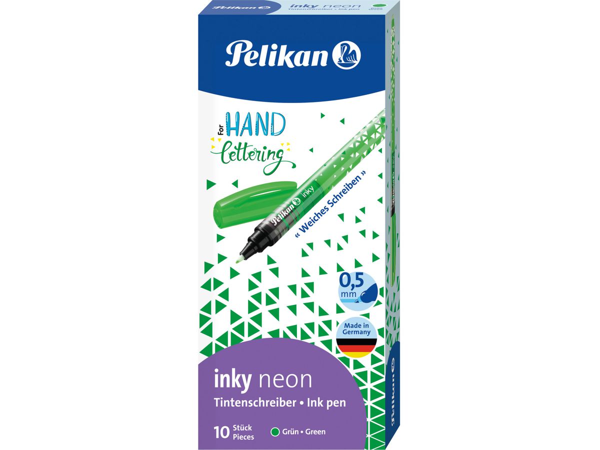 PELIKAN Tintenschreiber inky 0.5mm 817301 Neon Grün (4012700100320)