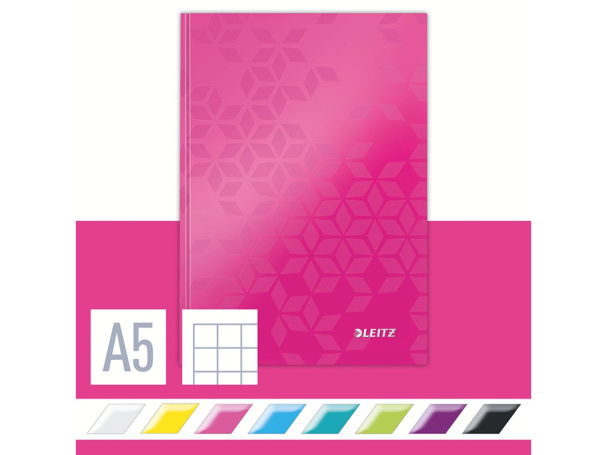 LEITZ Notizbuch WOW A5 46281023 kariert, 90g pink (4002432399635)
