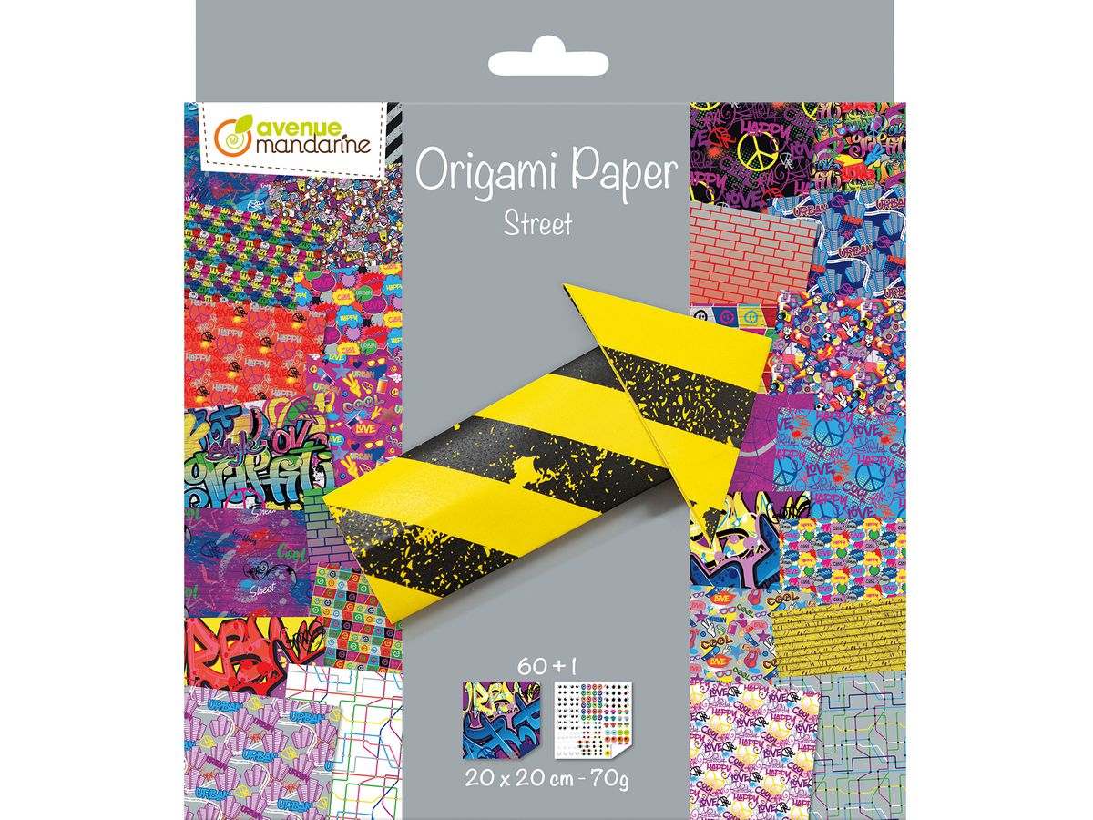 MANDARINE Origamipapier 20x20cm OR520C Street Art 70g 60 Blatt (3609510575205)