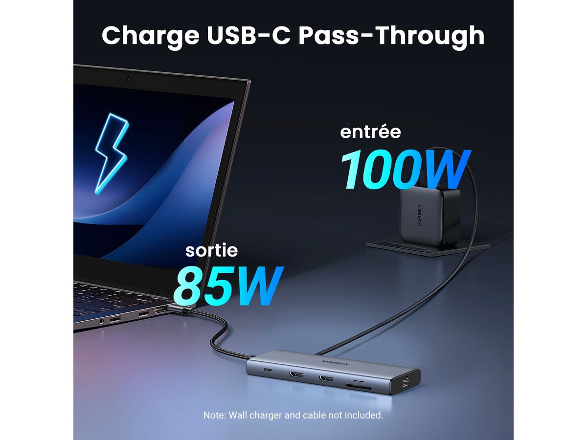 UGREEN 10-in-1 USB-C Hub 45380 10Gbps 4k60Hz, 100W, Gray (6941876243808)