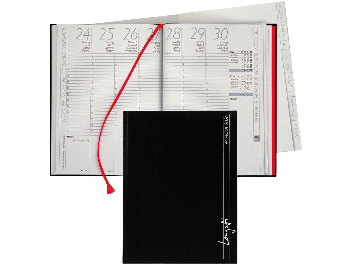 BIELLA Agenda Longatti 2026 812725020026U 1S/2P noir ML 18x24.5cm (7611365524754)