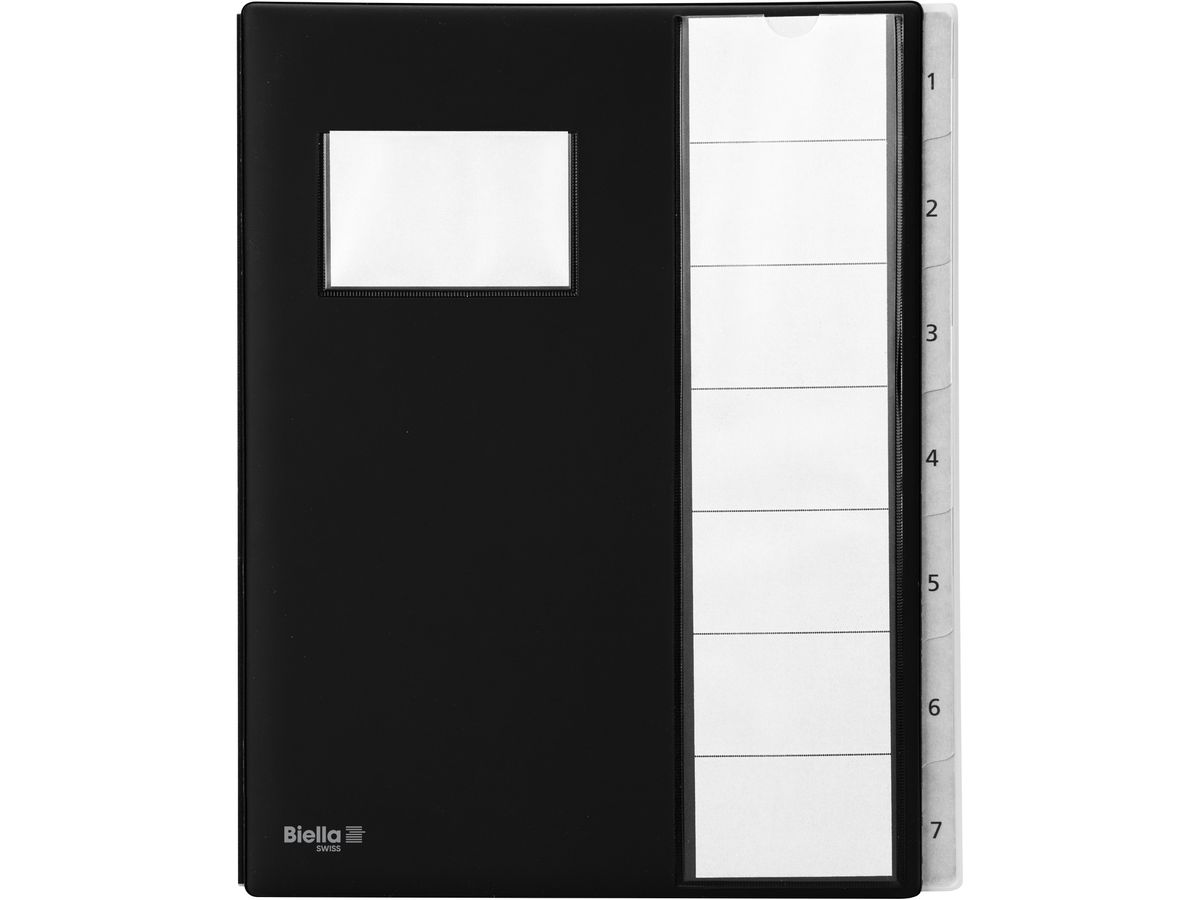 BIELLA Cartella banco Pronto A4 32040702U nero 7 scomparti (7611365223558)
