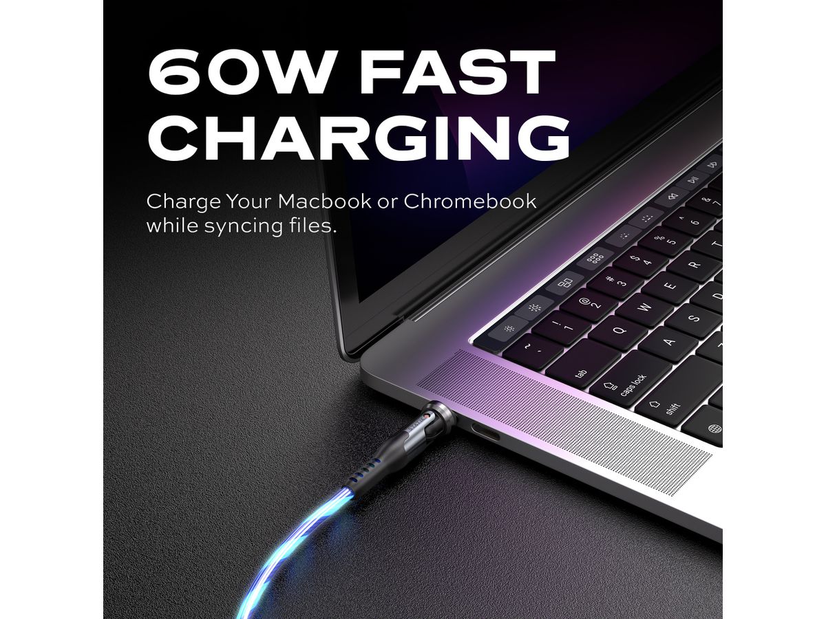 STATIK PowerPivot Pro, Glowing LED PUP-0465-6FT-CC USB-C to C, 2m 100W (0810024055616)
