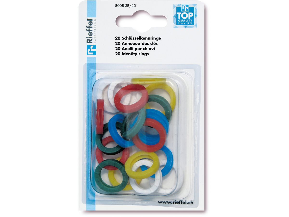 RIEFFEL SWITZERLAND Schlüsselkennringe 8008 SB/20 ass. 20 Stück (7640115314147)