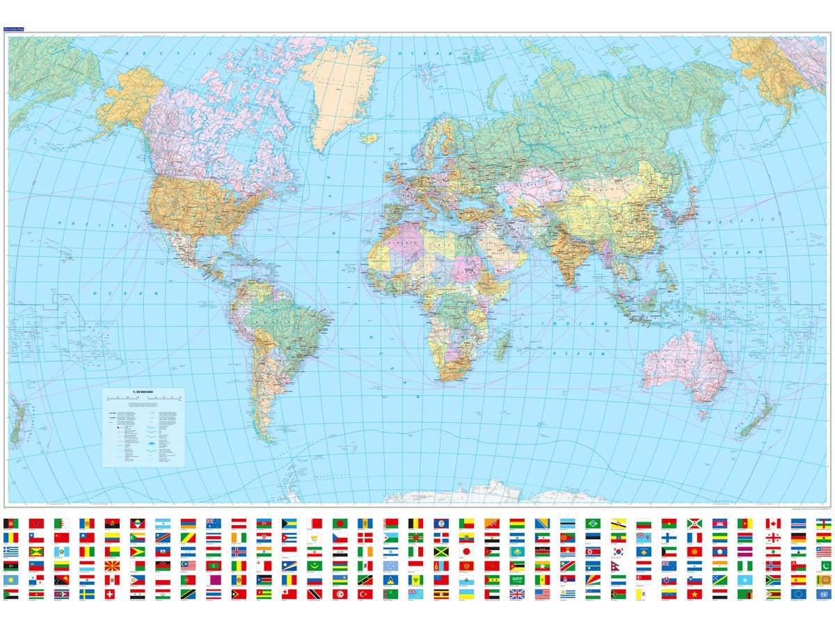 KÜMMERLY+FREY Plano-Mappamondo 138x99cm 63430123 p olitico 1:30 Mio. (9783259940846)