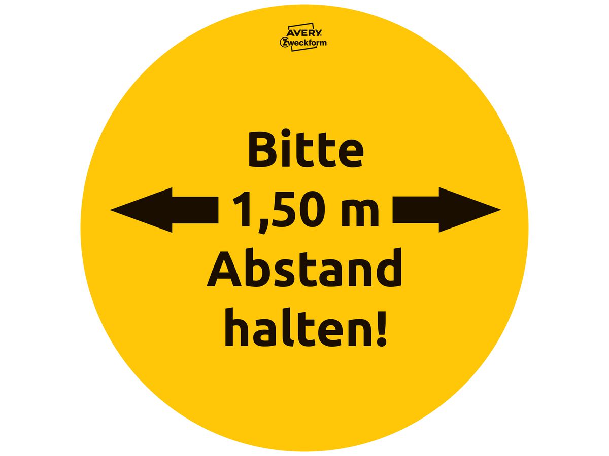 AVERY ZWECKFORM Injonction DE 20cm 49403 Abstand halten 12 pcs. (4004182494035)