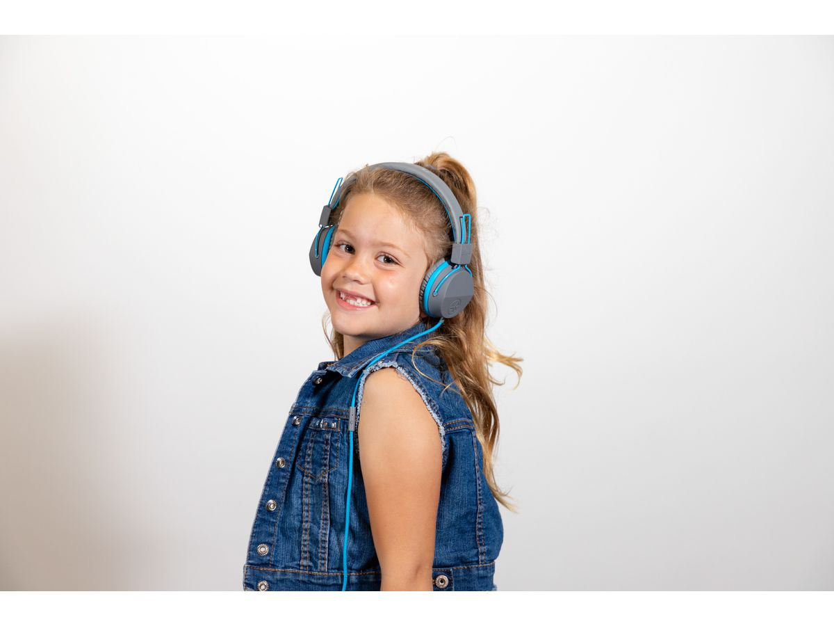 JLAB JBuddies Studio Kids On-Ear IEUHJKSTUDIORGRYBLU6 Wired, Grey/Blue (0812887015424)